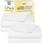 California Design Den 2-Pack Twin Size Bed Sheets Cotton - 400 Thread Count 100% Cotton Sateen - Soft, Breathable & Cooling Sheets, Wrinkle Resistant, 2 Sets of Deep Pocket Bed Sheets - Antique White