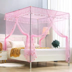 Twin Canopy Bed Curtains - 4 Corner Canopy for Beds, Bed Canopy for Girls Adults, Bedroom Decor (Twin Size, Pink)