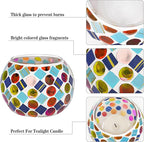 6pcs Votive Candle Holders, Mosaic Tealight Holder Stained Glass Tea Light, Colorful Handmade Candle Jars Aromatherapy Candle Lamp for Christmas, Wedding, Birthday Table Centerpiece Decor