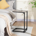 AMHANCIBLE C Shaped Side Table, End Tables Living Room Set of 2, Slide Under Couch Table for Sofa, TV Trays for Bedroom, Small Space, Greige HET02CGY
