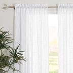 RYB HOME White Sheer Curtains 72 inches, Light Filtration Privacy Protection Thick Heavy Textured Short Curtains for Home Office Dormitory, W 42 x L 72 inches, 2 Panels Set