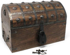 Nautical Cove Handmade Pirate Treasure Chest for Kids Prizes & Classroom with Lock and Skeleton Keys – Lockable Wooden Storage Chest Box, Pirate Decor, Decorative Wooden Box - Large 13x8x8.25