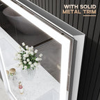LED Bathroom Mirror, 24“x36“ Lighted Bathroom Mirror with Metal Framed, Extremely Bright LED Mirror for Bathroom, 3 Colors Dimmable, Anti-Fog, Memory, Wall Mounted Lighted Vanity Mirror