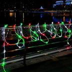 50ft 360 LED Waterproof Rope Lights, 110V Connectable Indoor Outdoor Led Rope Lights for Deck, Patio, Pool, Camping, Bedroom Decor, Landscape Lighting and More (RED+White+Green)