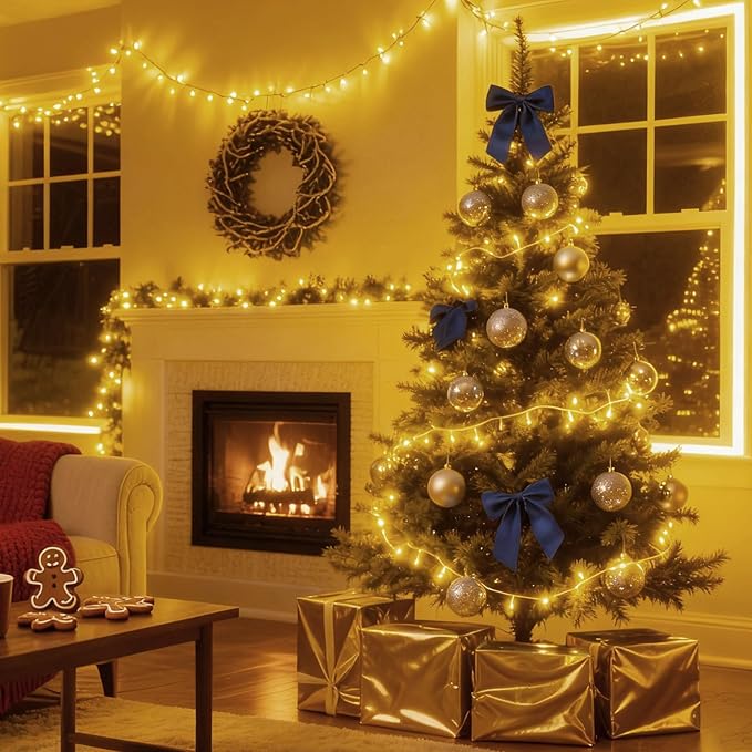 66Ft 200LED Warm White Christmas Lights Plug in,8 Modes Connectable String Light Classroom Lights Indoor Outdoor for Halloween Christmas Tree Bedroom Garden Decor (Clear Wire)