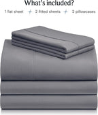 LuxClub 5 PC Split King Sheet Set Bed Sheets Deep Pockets Wrinkle Free Cooling Sheets Machine Washable Hotel Bedding Silky Soft - Light Grey Split King