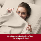 Mellanni Extra Deep Twin Sheets - 3 PC Iconic Collection Bedding - Hotel Luxury, Ultra Soft, Cooling Bed Sheets - Wrinkle, Fade, Stain Resistant (Twin, Beige)