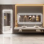 LOAAO 84X32 LED Bathroom Mirror with Lights, Anti-Fog, Dimmable, Backlit + Front Lit, Lighted Bathroom Vanity Mirror for Wall, Memory Function, Tempered Glass, ETL Listed