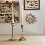 Iron Taper Candle Holder - Set of 2 Decorative Candle Stand - Candlestick Holder for Wedding, Dinning, Party - Antique Brass