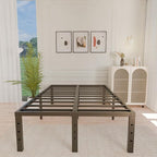 ALDRICH 18 Inch Metal Full Size Bed Frame - Black Basic Steel Slats Platform, Easy Assembly Heavy Duty Noise Free Bedframes, No Box Spring Needed