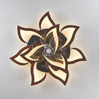 Modern Ceiling Fan with Lights Remote Control, 32" Wood Ceiling Fan with Light, 6 Speeds 3 Light Color Low Profile Flush Mount Ceiling Fan for Kitchen Bedroom