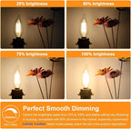 TOBUSA Dimmable E12 Candelabra LED Bulbs 60 Watt Incandescent Equivalent, 2700K Warm White, Clear LED Chandelier Light Bulbs 6W, 600lm, CA11 Vintage Ceiling Fan Light Bulbs with Flame Tip, 6-Pack