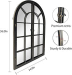 ironsmithn Arched Window Mirror, 36"x24" Grid Mirrors, Windowpane Mirror, Black Metal Arch Mirrors for Decor Living Room Fireplace Entryway Bedroom Hallway