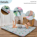 MAXYOYO Japanese Futon Mattress Floor Mattress Sleeping Pad Foldable Bed Roll Up Camping Mattress Floor Lounger Bed Couches and Sofas Mattress Topper, Green Floral, Twin Size
