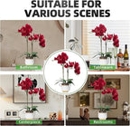 CXGS Orchids Artificial Flowers Real Touch Fake Flowers in Ceramic Pot 20" Red Faux Orchid Plant Lifelike Silk Phalaenopsis for Centerpiece Hotel Home Indoor Decor
