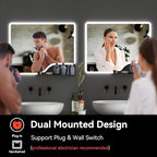 36"x 28" LED Bathroom Mirror with Shelf, Wall-Mounted Backlit Vanity Mirror with Lights, Smart Bathroom Mirror with 3 Colors, Anti-Fog, Stepless Dimmable, Memory (UL, ETL)