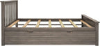 Max & Lily Full Bed, Wood Bed Frame with Headboard For Kids with Trundle, Slatted, Clay