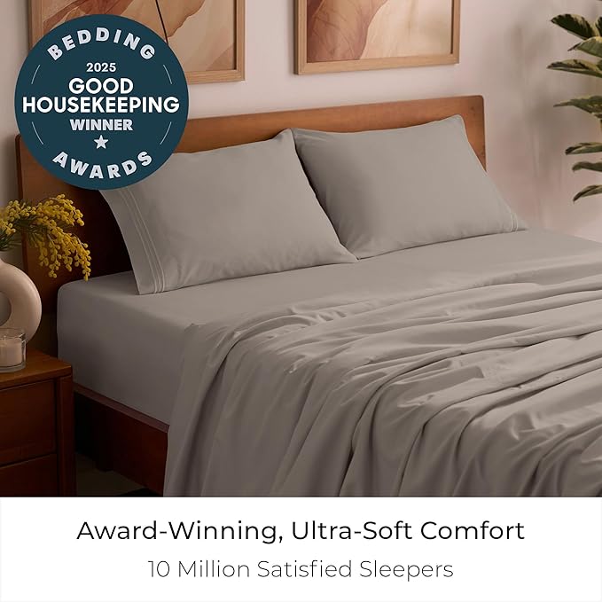 Mellanni Full Sheets Set - 4 PC Iconic Collection Bedding - Hotel Luxury, Extra Soft, Cooling Bed Sheets - Wrinkle, Fade, Stain Resistant (Full, Tan)