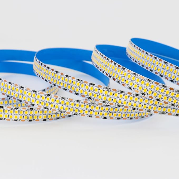 2835 SMD Warm White LED Strip Lights 3000K DC 12V 2400 LEDs 16.4ft/5M Double Row Flexible LED Strip Tape Light Ribbon Lamp LED Dimmable Strips for Bedroom Lighting