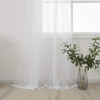 HUTO 2 Panels Small White Sheer Curtains 45 inches Long Rod Pocket Sheer Window Drapes Panels for Kitchen Bathroom