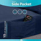 DREAMCARE Twin Sheets - Cooling Bed Sheets - 4pcs Set - up to 15" Deep Pocket Twin Bed Sheets - Twin Sheet Set - Twin Soft & Lasting 100% Fine Brushed Polyester with Side Pocket - N.Blue