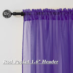 HUTO Purple Sheer Curtains 63 Inch Length for Girls Room Rod Pocket Voile Curtain Panels for Bedroom Living Room,Set of 2 Panels,52”x63”