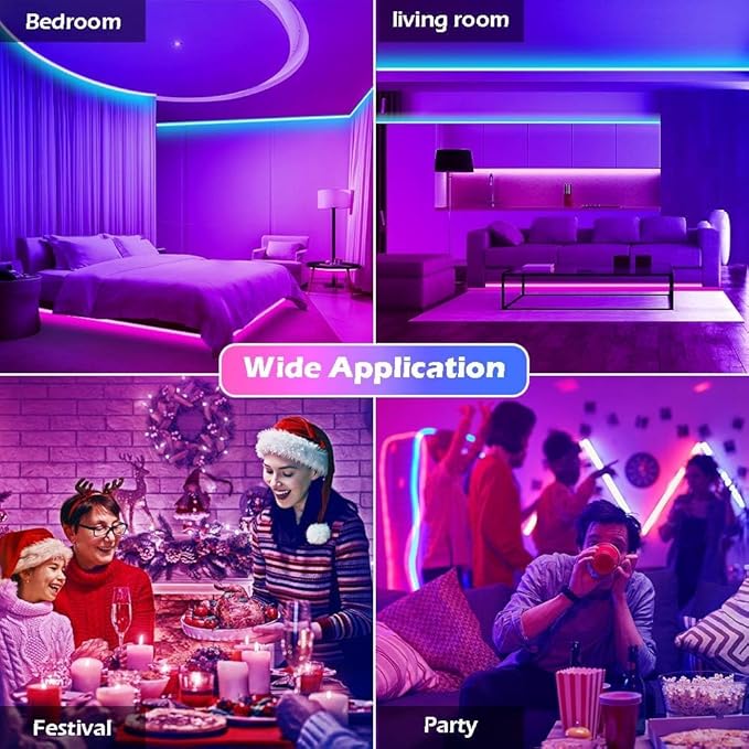 41FT Led Strip Lights,Long Smart Led Light Strips Music Sync 5050 RGB Color Changing Rope Lights,Bluetooth APP/IR Remote/Switch Box Control Led Lights for Bedroom,Home Decoration,Party,Festival