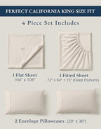 LANE LINEN 100% Organic Cotton California King Sheets Set, 4-Piece Pure Organic Cotton Long Staple Percale Weave Soft Best Bedding Sheets for Bed, Fits Mattress Upto 15" Deep - Glacier Grey