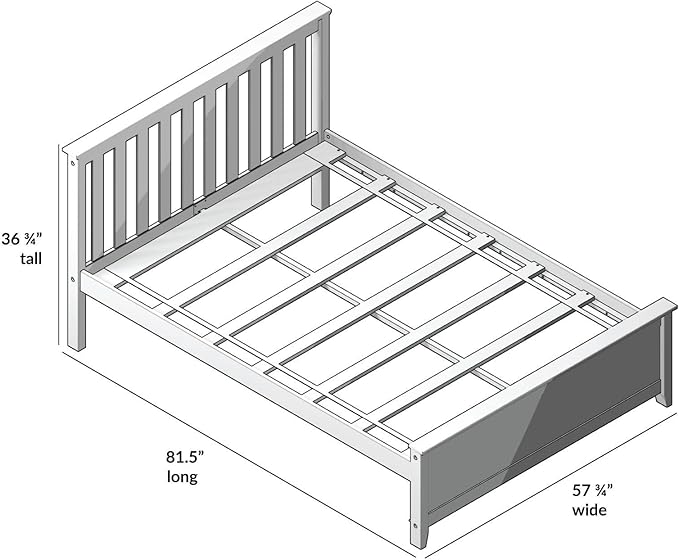 Plank+Beam Solid Wood Full Bed Frame, Platform Bed with Headboard, Pecan