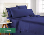 Split King Sheets by Pure Bamboo, Genuine 100% Organic Viscose Derived from Bamboo Bed Sheet Set, Soft & Cooling, Double Stitching *Not for Split Top (Split King, Cobalt Blue)