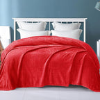 Exclusivo Mezcla Fleece King Size Blanket for Bed, 90x104 Inches Soft Cozy Jacquard Flannel Blankets, Lightweight Fuzzy Plush Warm for Winter, Red