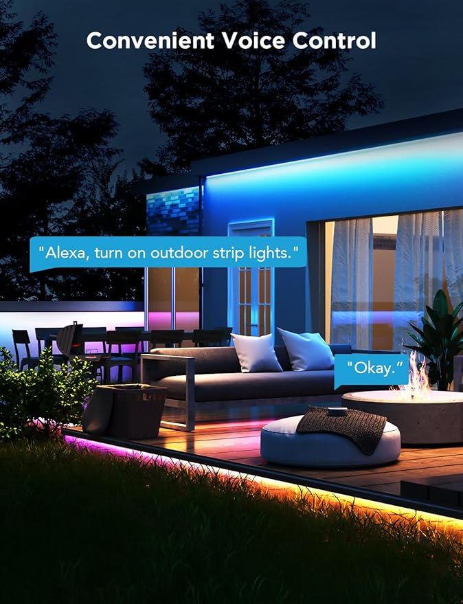 Govee Outdoor LED Strip Lights RGBIC with Warm and Cold White, 98.4ft 2.4G WiFi Smart Outdoor Lights, IP65 Waterproof, Work with Alexa and Google Assistant, App Control, for Porch, Patio, Eave, Party