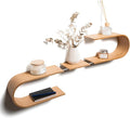 EWART WOODS Floating Wall Mounted Oval Shelf from Wood, Decorative Geometric Wooden Shelves for Candles, Unique Oak Hanging Display Decor (Cherry)