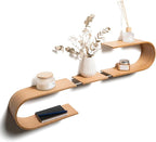 EWART WOODS Floating Wall Mounted Oval Shelf from Wood, Decorative Geometric Wooden Shelves for Candles, Unique Oak Hanging Display Decor (Cherry)