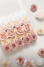 Ling's Moment Artificial Flowers Fake Silk Roses Faux Foam Flower Combo for DIY Wedding Bouquets Centerpieces Arrangements Bridal Shower Party Home Decorations, Dusty Rose & Cream, 23pcs