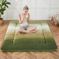 Japanese Floor Mattress, Futon Mattress with Portable Storage Bag and Washable Cover, Roll Up Thick Tatami Mat Suitable for Camping, Guest Room (Forest Gradient, Full)