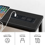 HOOBRO 2 Pack 47.2" Narrow Console Table with Power Outlets, 5.9" Behind Couch Table with Charging Station, Extra Long Sofa Table, Skinny Entryway Table for Living Room, Hallway, Black BB15XGP201G1