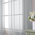 Aiyufeng Light Grey Sheer Window Curtains 84 Inches Long 2 PCS- Rod Pocket Living Room Curtain Panels Voile Textured Soft and Lightweight Window Treatments for Bedroom Decor, 40W x 84L Inches