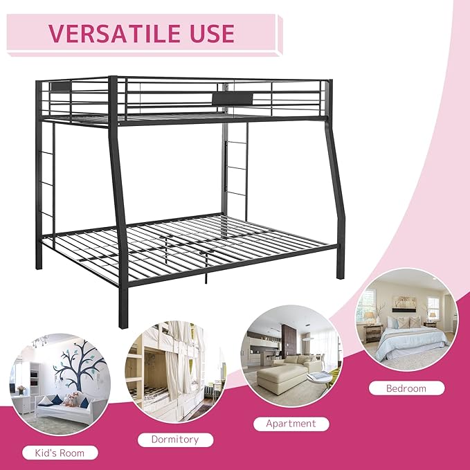 Acme Limbra Metal Frame Full XL Over Queen Bunk Bed with Ladder in Sandy Black