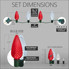 Wintergreen Lighting 24 C9 Red and White LED Christmas Lights, 16.3 ft – Candy Cane Indoor/Outdoor C9 String Lights