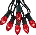 25 Pack Replacement C7 Light Bulbs for E12 Base Christmas String Lights, Classic Christmas Bulbs for Holiday Party Indoor Outdoor Garden Backyard Cafe Xmas Decoration, Red