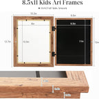 [3-Pack] Kids Art Frames, 8.5x11 Front Opening Kids Artwork Frames Changeable, Dark Woodgrain Artwork Display Storage Frame for Wall, Holds 50 Pcs, for 3D Picture, Crafts, Children Drawing, Hanging