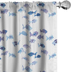 Ambesonne Animal Window Curtains, Little Fishes Watercolors Ocean Underwater Life Marine Theme Art, Lightweight Decor 2-Panel Set with Rod Pocket, Pair of - 28" x 95", Blue