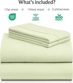 LuxClub 4 PC Sheet Set Bed Sheets Deep Pockets 16" Eco Friendly Wrinkle Free Cooling Machine Washable Hotel Bedding Silky Soft - Sage Green Full