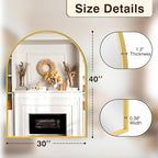 FICTOR Bathroom Vanity Mirror for Wall,40”x30” Large Arched Metal Framed Bathroom Mirror for Over Sink, Entryway, Living Room & Bedroom(Gold)