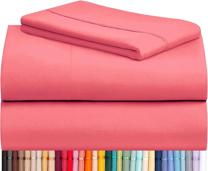 LuxClub 3 PC Sheet Set Bed Sheets Deep Pockets 16" Eco Friendly Wrinkle Free Cooling Machine Washable Hotel Bedding Silky Soft - Vermilion Twin XL