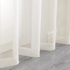Aiyufeng Ivory Curtains 108 inches Extra Long 2 Panels Set, Rod Pocket Elegant Privacy Sheer Vertical Drapes for Farmhouse/French Door/Living Room, W40 x L108