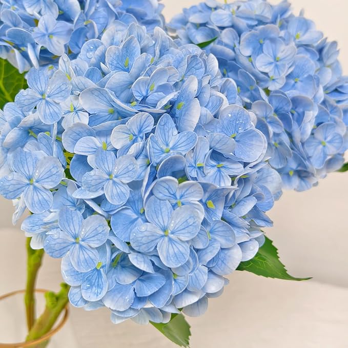 6 Pcs Real Touch Blue Hydrangea Artificial Flowers with Stems, Fake Silk Flowers for Outdoors, Artificial Flowers for Home Decor Wedding Bouquets Centerpieces Vase