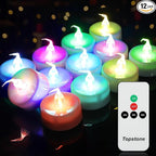 Topstone Color Changing Led Tealight Candles with Remote Control and Timer,Battery Operated Flameless Candle, Votive Candles,Electric Tea Candles for Party,for Indoor Decoration,Pack of 12