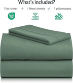 LuxClub Twin XL Sheets - Twin Bed Sheets for Boys and Girls, 3 PC Deep Pockets Wrinkle Free Kids Fitted Sheets Machine Washable Hotel Bedding Silky Soft - Tree Moss Green Twin XL